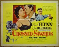 z174 CROSSED SWORDS style A half-sheet movie poster '53 Flynn, Lollobrigida
