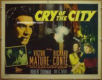 z176 CRY OF THE CITY half-sheet movie poster '48 film noir, Mature