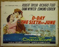 z189 D-DAY THE 6TH OF JUNE half-sheet movie poster '56 World War II!