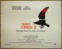 z180 DAMIEN OMEN 2 half-sheet movie poster '78 William Holden, Lee Grant