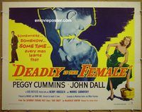 z191 DEADLY IS THE FEMALE style B half-sheet movie poster '50 Cummins