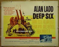 z194 DEEP 6 half-sheet movie poster '58 Alan Ladd, William Bendix