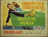 z200 DESIGNING WOMAN style B half-sheet movie poster '57 Peck, Bacall