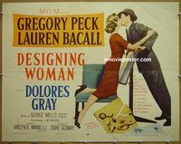 z199 DESIGNING WOMAN style A half-sheet movie poster '57 Greg Peck, Bacall