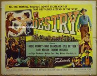 z203 DESTRY style B half-sheet movie poster '54 Audie Murphy, western