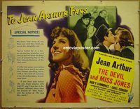 z205 DEVIL & MISS JONES style B half-sheet movie poster '41 Jean Arthur
