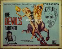 z208 DEVIL'S PARTNER half-sheet movie poster '61 black magic, wild image!