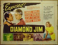 z210 DIAMOND JIM half-sheet movie poster R40s Edward Arnold, Romero