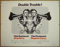 z211 DIRTY HARRY/MAGNUM FORCE half-sheet movie poster '75 double Eastwood!