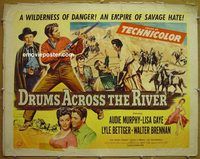 z217 DRUMS ACROSS THE RIVER half-sheet movie poster '54 Audie Murphy