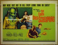 z220 EARTH DIES SCREAMING half-sheet movie poster '64 Terence Fisher
