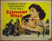 z225 ELEPHANT WALK style B half-sheet movie poster '54 Elizabeth Taylor