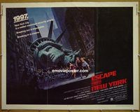 z230 ESCAPE FROM NEW YORK half-sheet movie poster '81 Kurt Russell
