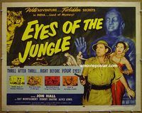 z237 EYES OF THE JUNGLE half-sheet movie poster '53 Jon Hall, India