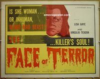 z240 FACE OF TERROR half-sheet movie poster '64 blood-mad beast!