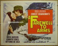 z243 FAREWELL TO ARMS half-sheet movie poster '58 Rock Hudson