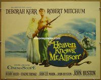 z333 HEAVEN KNOWS MR ALLISON half-sheet movie poster '57 Robert Mitchum