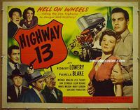 z343 HIGHWAY 13 half-sheet movie poster '49 Robert Lowery, Pam Blake