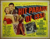 z347 HIT PARADE OF 1951 style B half-sheet movie poster '50 John Carroll