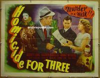 z353 HOMICIDE FOR THREE half-sheet movie poster '48 Audrey Long
