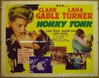 z355 HONKY TONK half-sheet movie poster R55 Clark Gable, Lana Turner