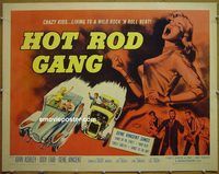 z005 HOT ROD GANG half-sheet movie poster '58 fast cars, crazy kids!