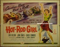 z006 HOT ROD GIRL half-sheet movie poster '56 wild bad girl image!