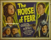 z363 HOUSE OF FEAR half-sheet movie poster '39 William Gargan, Hervey