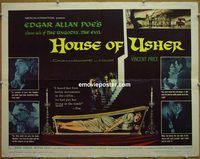 z365 HOUSE OF USHER half-sheet movie poster '60 Vincent Price, E.A. Poe