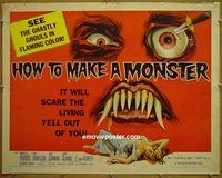 z371 HOW TO MAKE A MONSTER half-sheet movie poster '58 spooky!