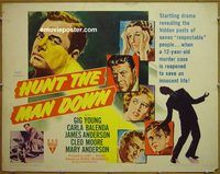 z376 HUNT THE MAN DOWN half-sheet movie poster '51 film noir, Gig Young