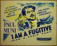 z377 I AM A FUGITIVE FROM A CHAIN GANG half-sheet movie poster R56