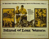 z401 ISLAND OF LOST WOMEN half-sheet movie poster '59 sexy babes!