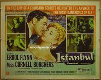 z402 ISTANBUL style A half-sheet movie poster '57 Errol Flynn, Borchers
