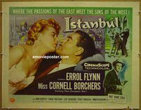 z403 ISTANBUL style B half-sheet movie poster '57 Errol Flynn, Borchers