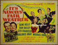 z406 IT'S ALWAYS FAIR WEATHER half-sheet movie poster '55 Gene Kelly