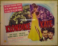 z443 KLONDIKE KATE half-sheet movie poster '43 Ann Savage, Tom Neal