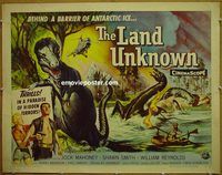 z455 LAND UNKNOWN style B half-sheet movie poster '57 dinosaurs, sci-fi!