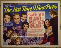 z462 LAST TIME I SAW PARIS style A half-sheet movie poster '54 Liz Taylor