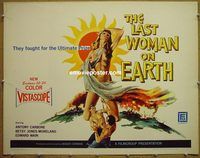 z464 LAST WOMAN ON EARTH half-sheet movie poster '60 sexy image!