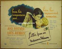 z473 LETTER FROM AN UNKNOWN WOMAN half-sheet movie poster '48 Fontaine
