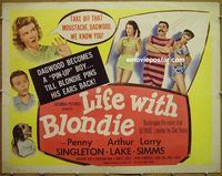 z476 LIFE WITH BLONDIE half-sheet movie poster '45 Singleton, Lake
