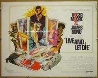 z485 LIVE & LET DIE half-sheet movie poster '73 Moore as James Bond