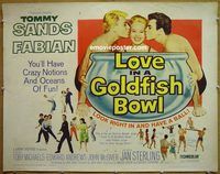 z499 LOVE IN A GOLDFISH BOWL half-sheet movie poster '61 Sands, Fabian