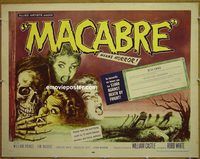 z504 MACABRE half-sheet movie poster '58 William Castle, Prince