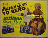z506 MAISIE GOES TO RENO half-sheet movie poster '44 gambling Ann Sothern!