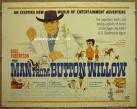 z511 MAN FROM BUTTON WILLOW half-sheet movie poster '64 western cartoon!
