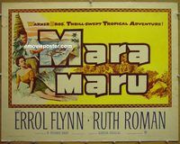 z526 MARA MARU half-sheet movie poster '52 Errol Flynn, Ruth Roman