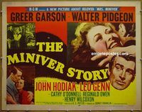 z542 MINIVER STORY half-sheet movie poster '50 Greer Garson, Pidgeon