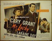 z557 MR LUCKY half-sheet movie poster R50 Cary Grant, Laraine Day